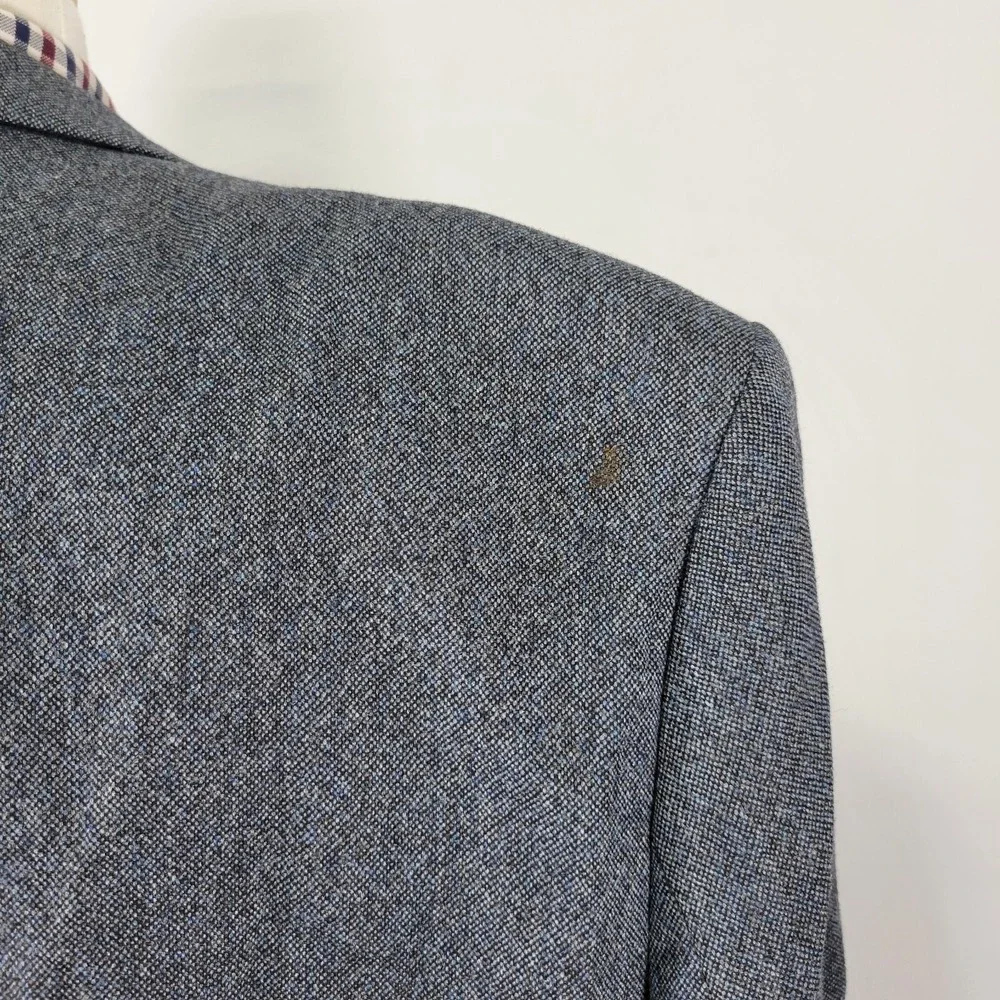 Paul Fredrick Men's Sport Coat Blazer Two Button Navy Wool‎ Flannel Size 50L